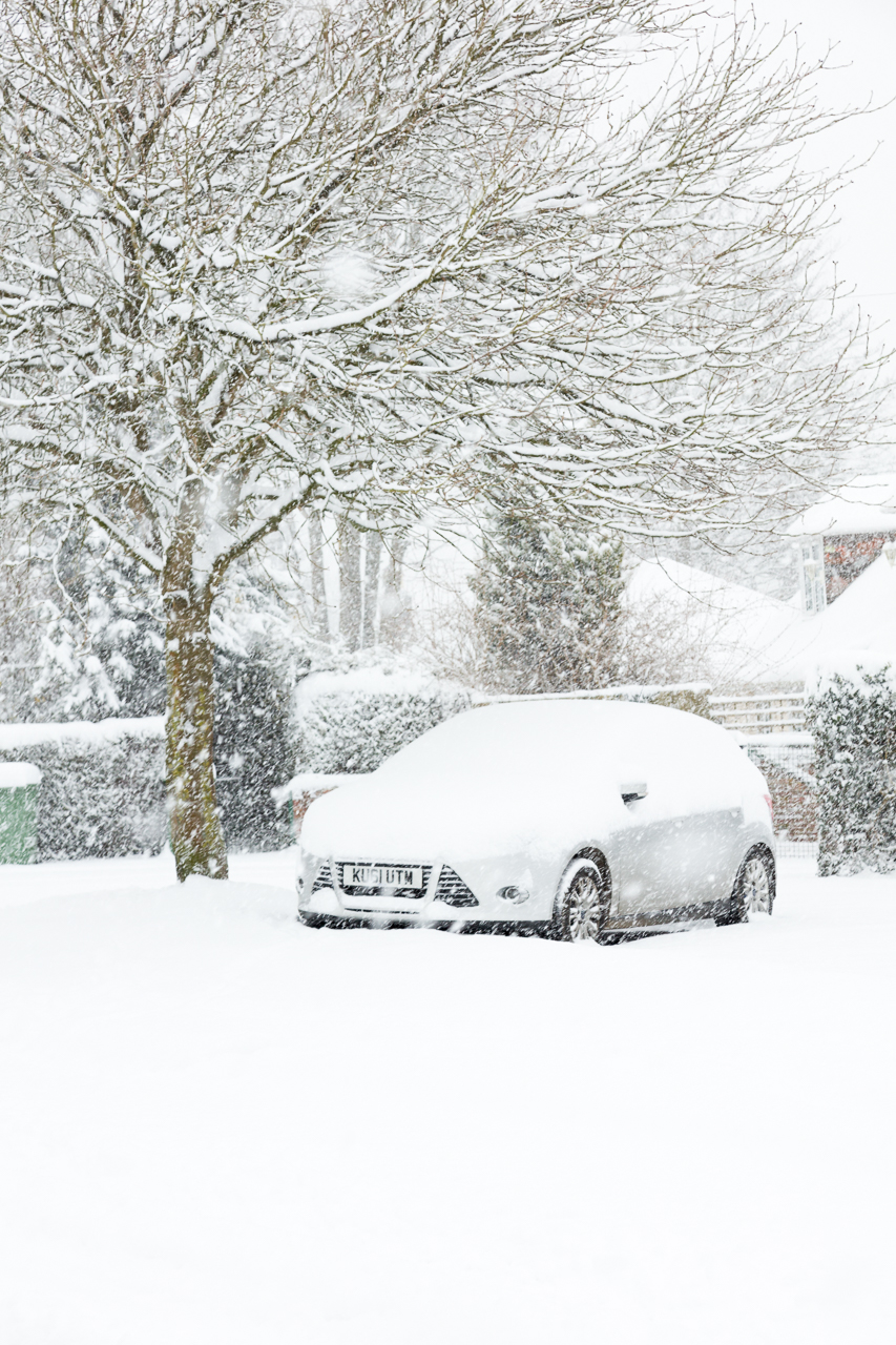 Snow Covered Car in Detling Village